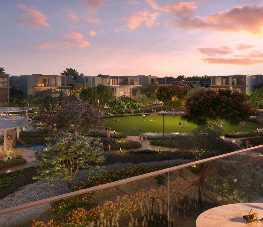 Nad Al Sheba Gardens at sunset, Meraas render