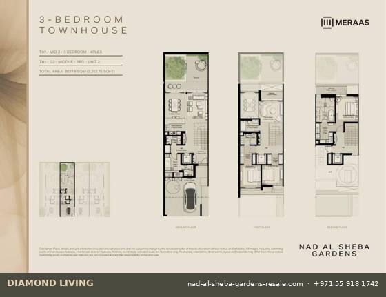 Nad Al Sheba Gardens Phase 10 3-bed townhouse (TH1/TH2) floor plan