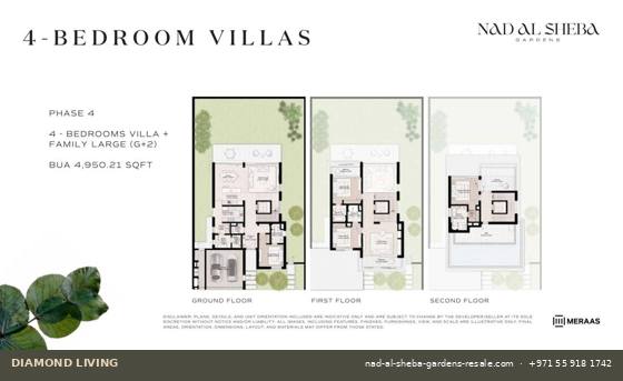 Nad Al Sheba Gardens Phase 4 4-bed villa, large (G+2) floor plan