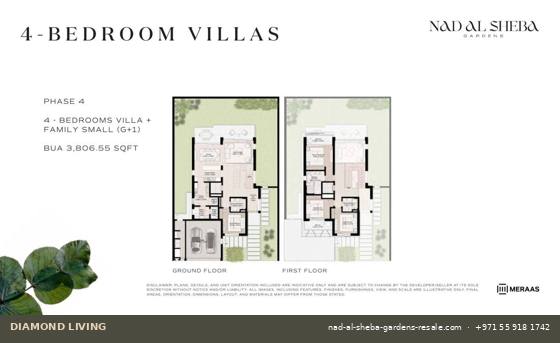 Nad Al Sheba Gardens Phase 4 4-bed villa, small (G+1) floor plan