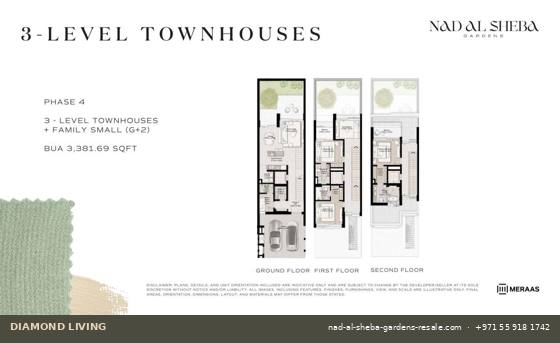 Nad Al Sheba Gardens Phase 4 3-bed townhouse (G+2) floor plan